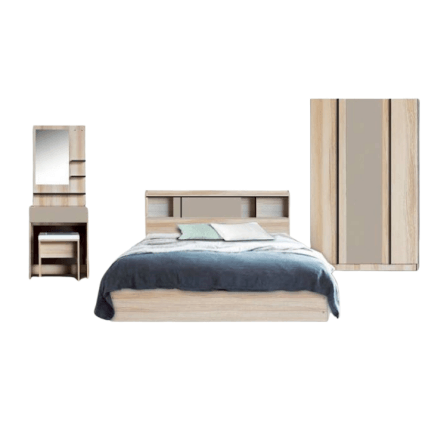 ชุดห้องนอน + ที่นอน PVC 6 ฟุต WISDOM DESIGN FURNITURE รุ่น EASY สีบัตเตอร์/แซน_0